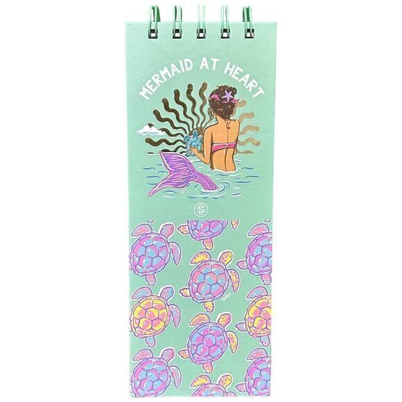 NWT Simply Southern Slim Spiral Binder Notebook Mermaid Green Turtle‎ Print - Picture 1 of 3